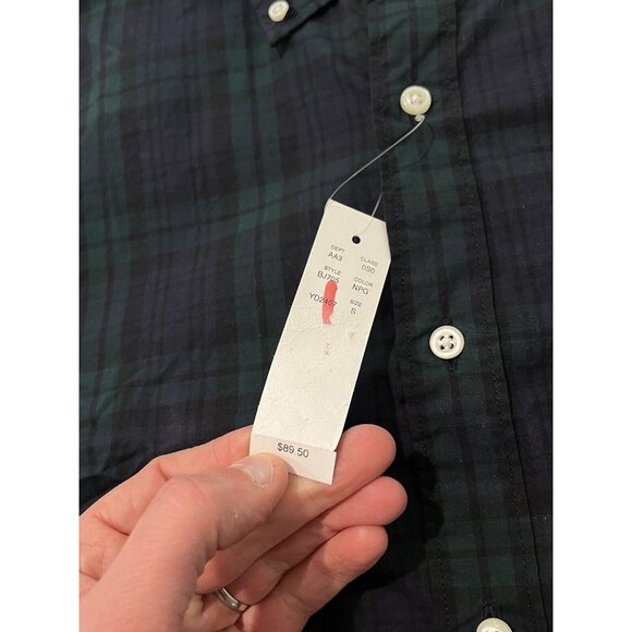 NWT J.CREW Blue Green Plaid Button Down Secret Wash Poplin Shirt Mens Sz S $90 - Picture 4 of 10